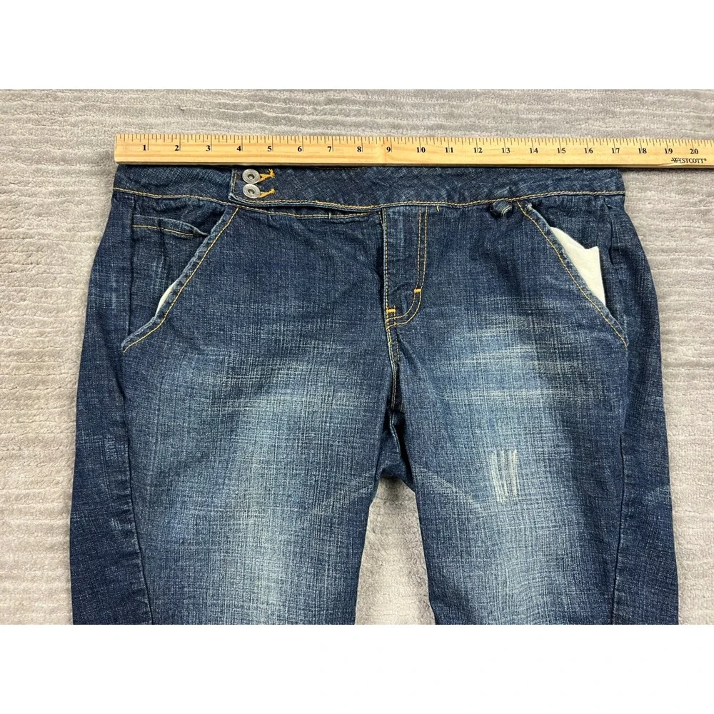 Arizona Jean Co Shorts Women 11 Blue Bermuda Denim Stretch Dark Wash‎ Dbl Button
